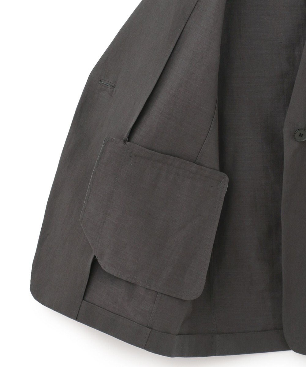 ICB 【吸水速乾機能付き】ペーパーコットンリネンツイル　ノーカラージャケット 