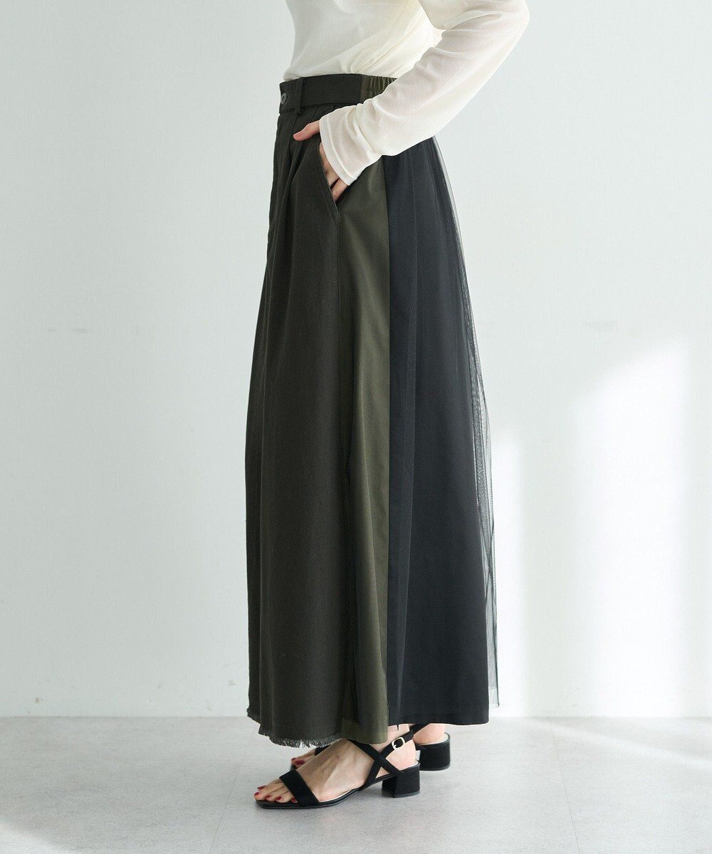 YECCA VECCA 異素材MIXロングスカート 