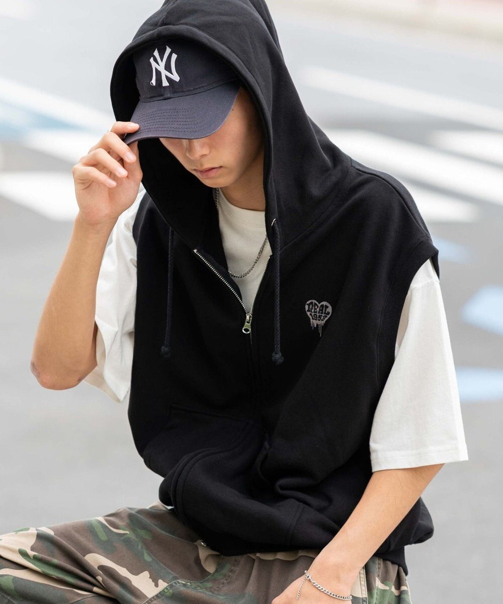 WEGO 【ユニセックス着用ITEM/MLサイズ展開】ワンポイントノースリジップパーカー 