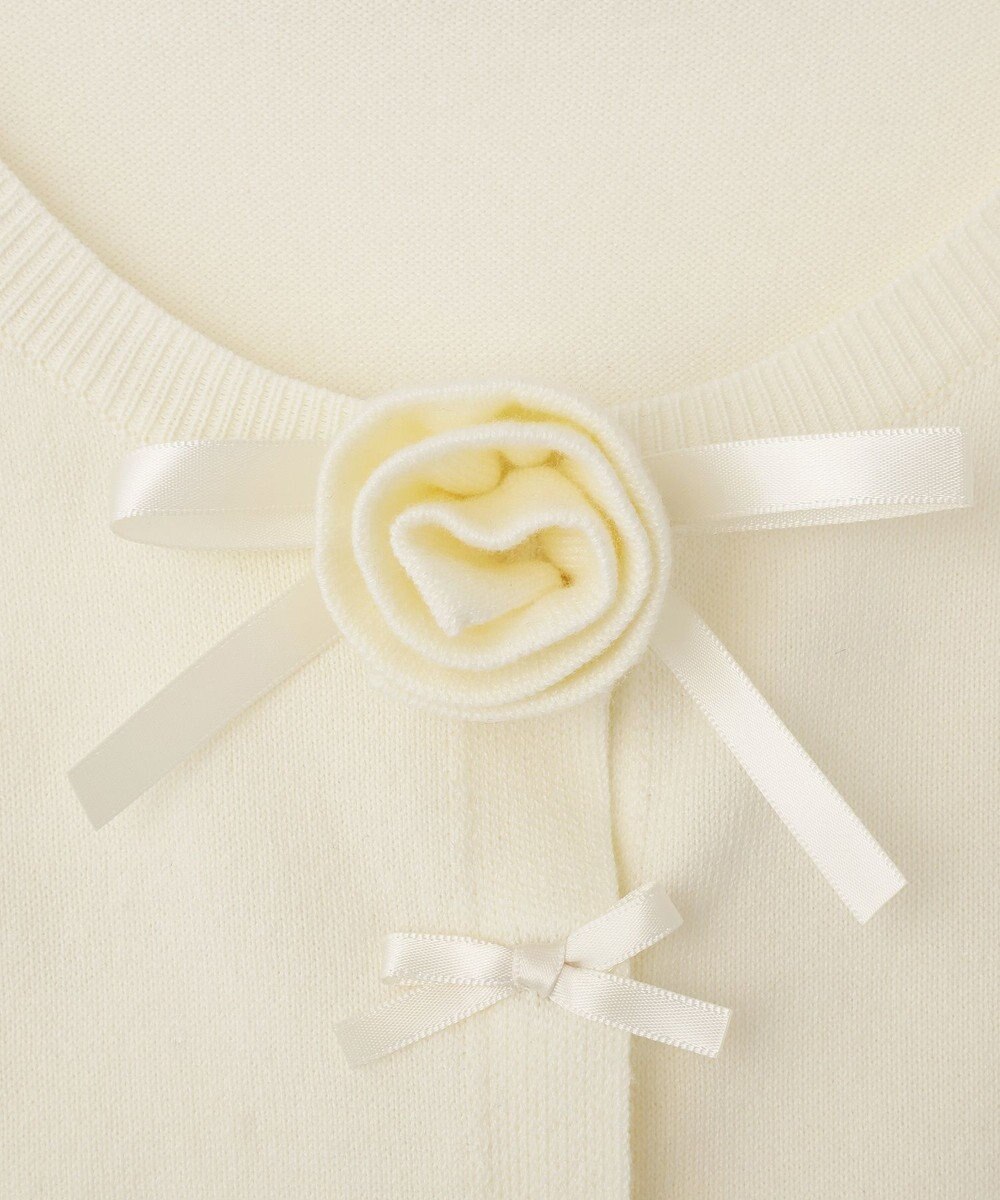 Maison de FLEUR ローズニット半袖カーディガン 