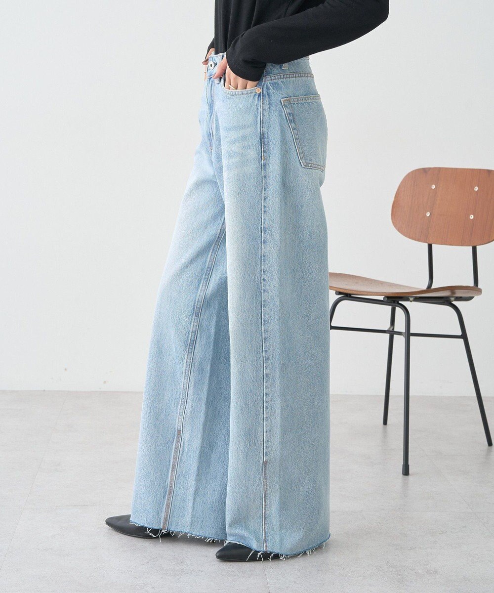 earth music&ecology 【セルフカット可】ワイドデニムパンツ 