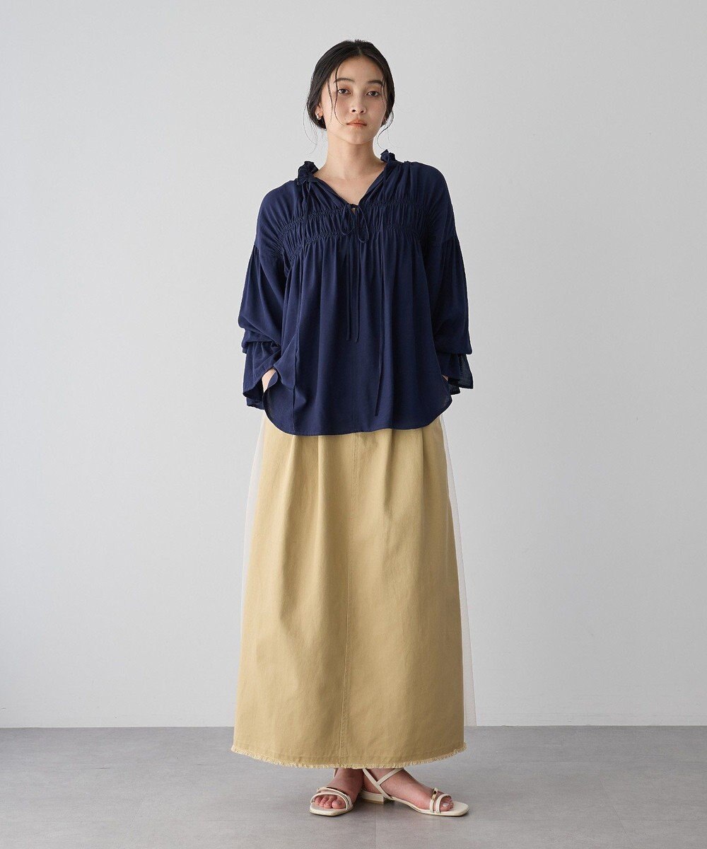 YECCA VECCA 異素材MIXロングスカート 