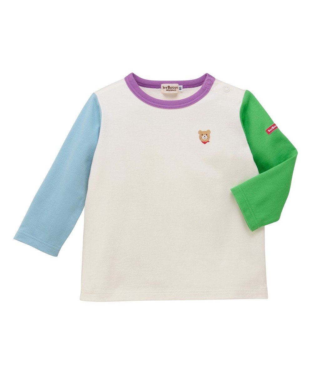 MIKI HOUSE HOT BISCUITS 【70-120cm】【Everyday Series】ワンポイント 長袖Tシャツ 
