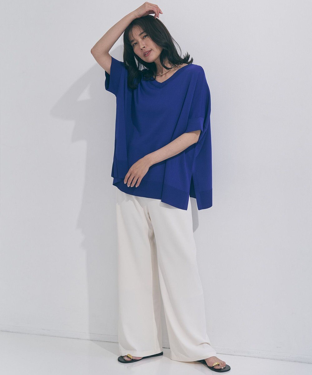 UNFILO L スゴ機能美ニット Vネック ワイドプルオーバー 