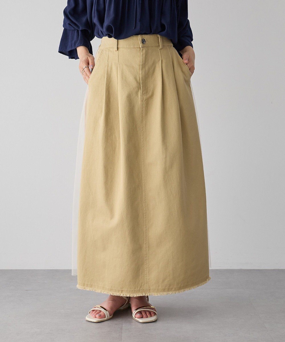 YECCA VECCA 異素材MIXロングスカート 