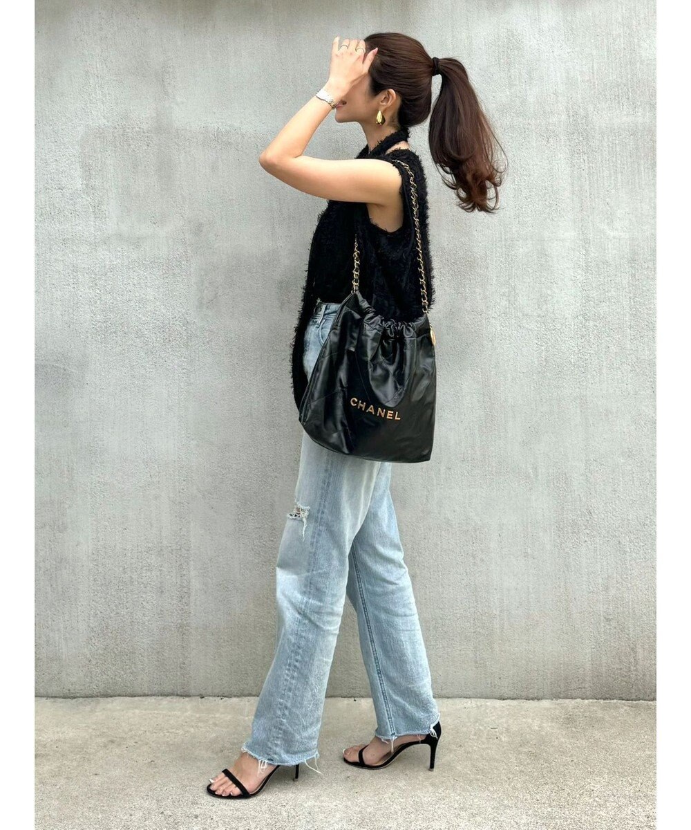 Green Parks ボウタイ付きフェザーノースリーブプルオーバー 