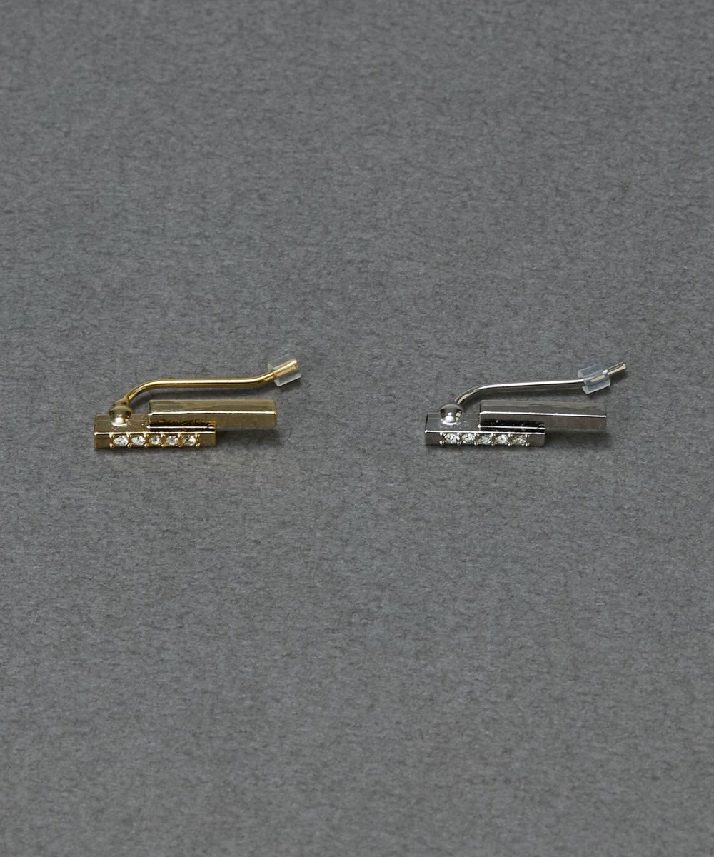 Phoebe 〈金属アレルギー対応〉デュオバービジューイヤーカフ（片耳）　シルバー/ニッケルフリー 