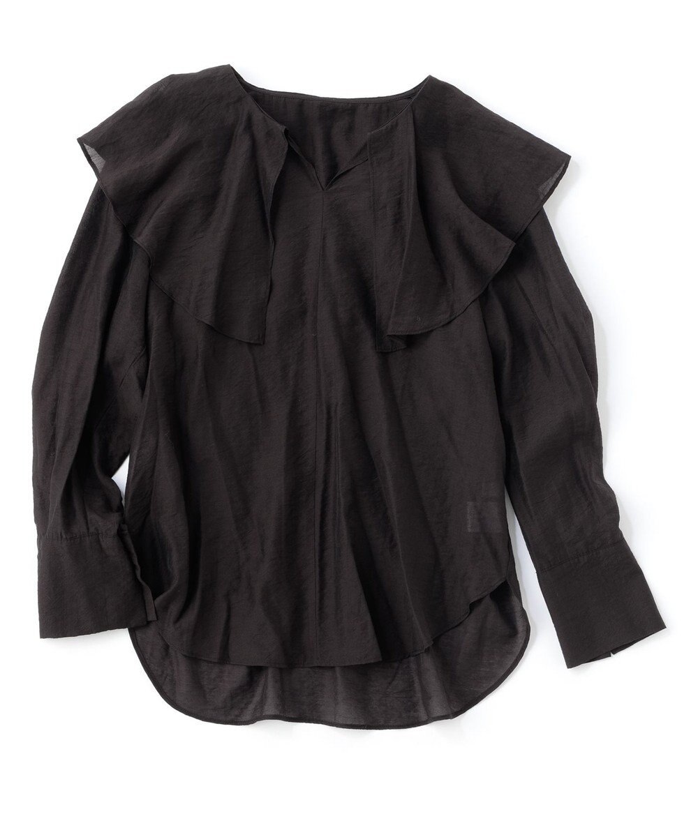 UNFILO イージーケア ラッフルカラー ブラウス 