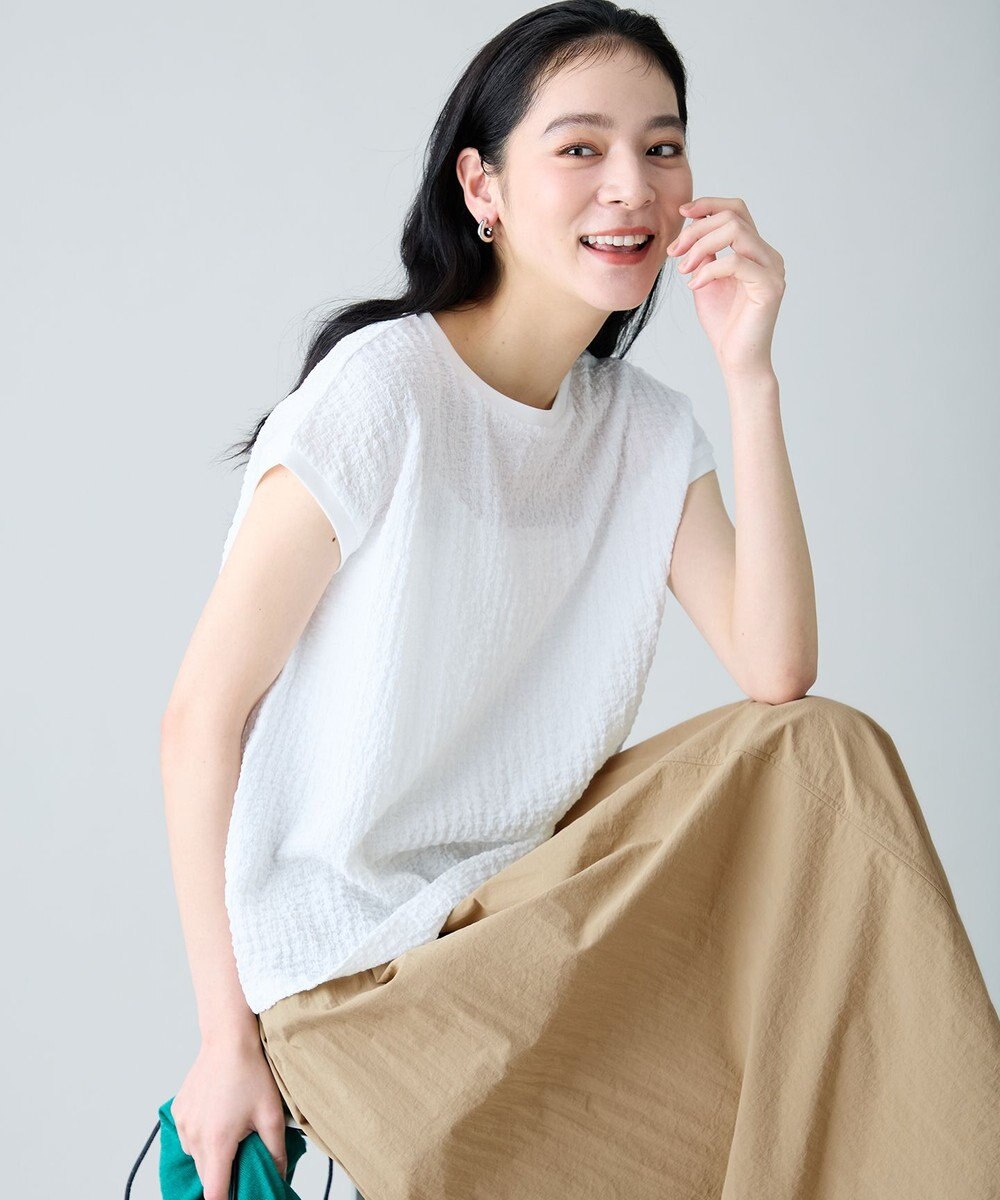 ANY L レースフレンチスリーブプルオーバー 