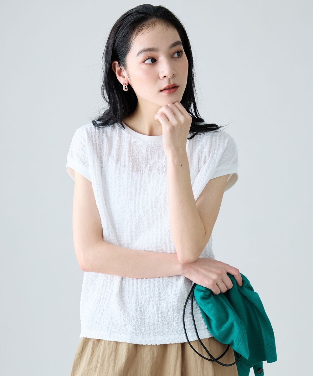 ANY L レースフレンチスリーブプルオーバー 