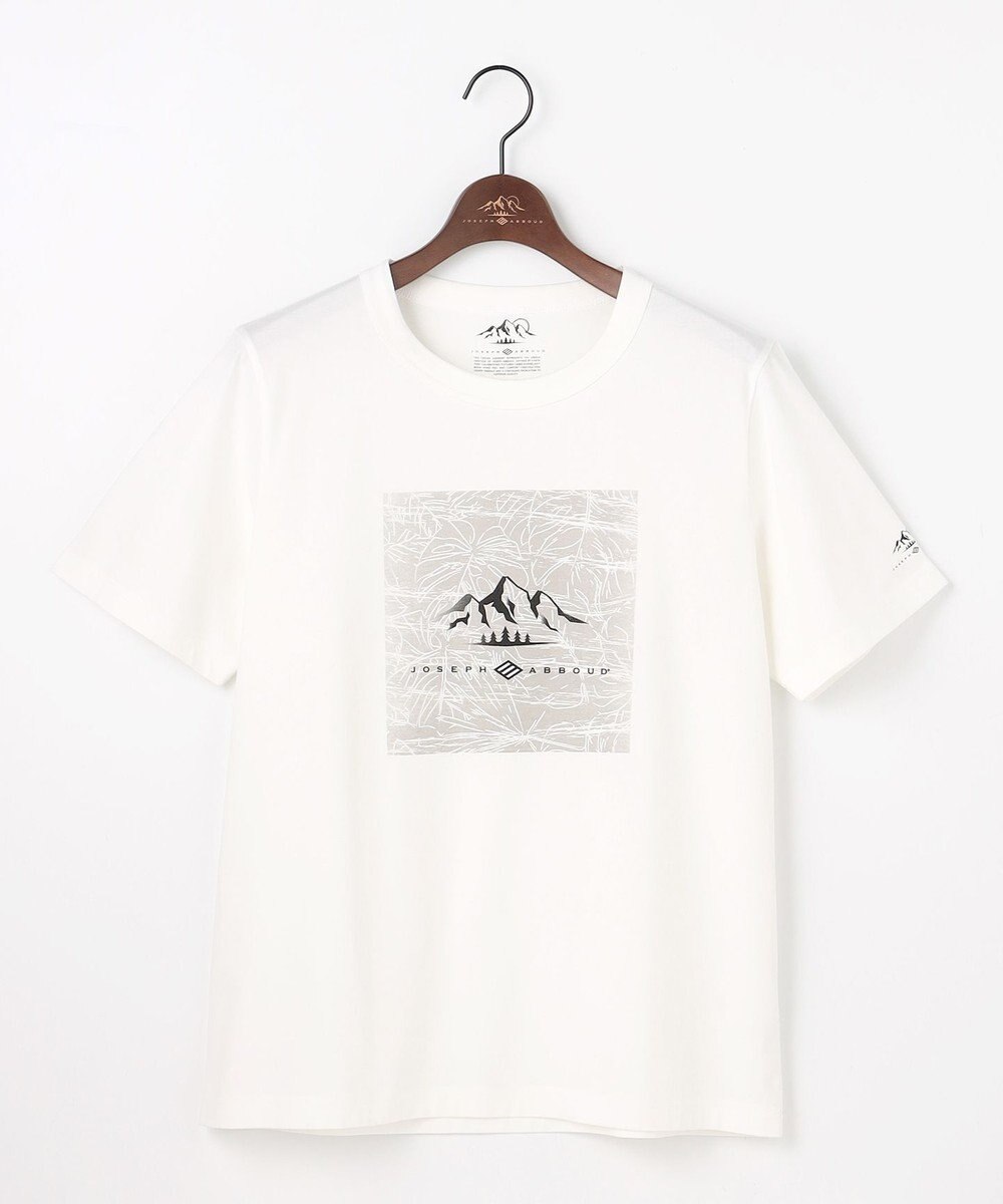 JOSEPH ABBOUD MOUNTAIN 【ゆったり】プレーティング天竺 リーフプリントアウトドア Tシャツ 