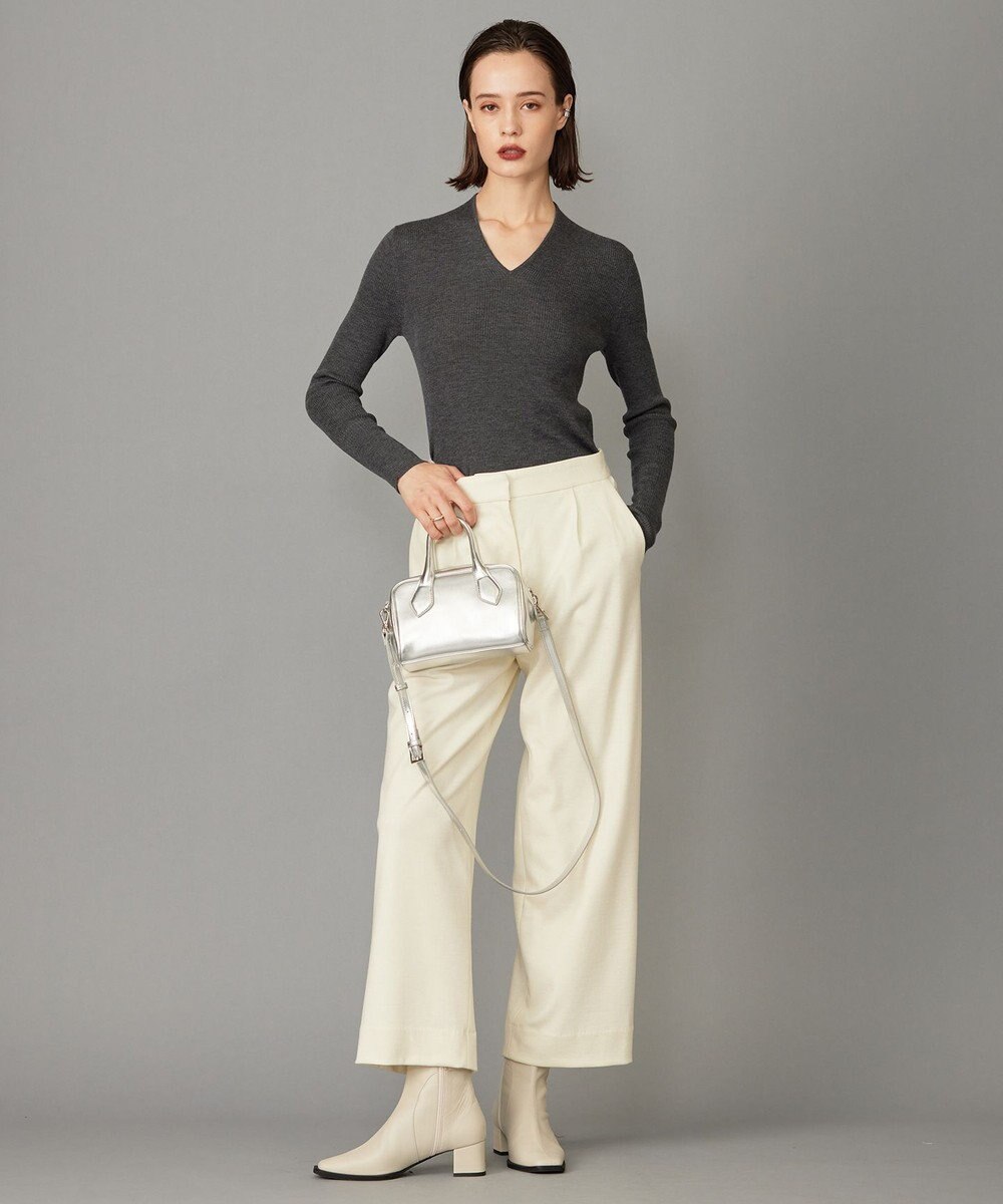 ICB 【洗える】 ウォッシャブルウールジャージー ワイドパンツ 