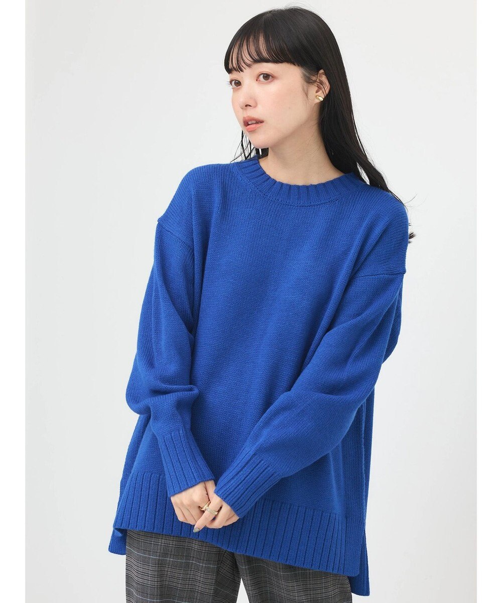 earth music&ecology ウォッシャブル脇スリットクルーネックプルオーバー 