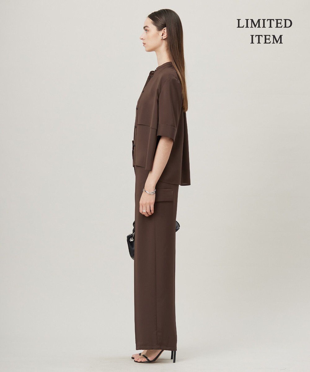 ICB L 【WEB限定・接触冷感・UVケア・吸水速乾・防シワ・洗える】 ドレープツイル クロップドシャツ 