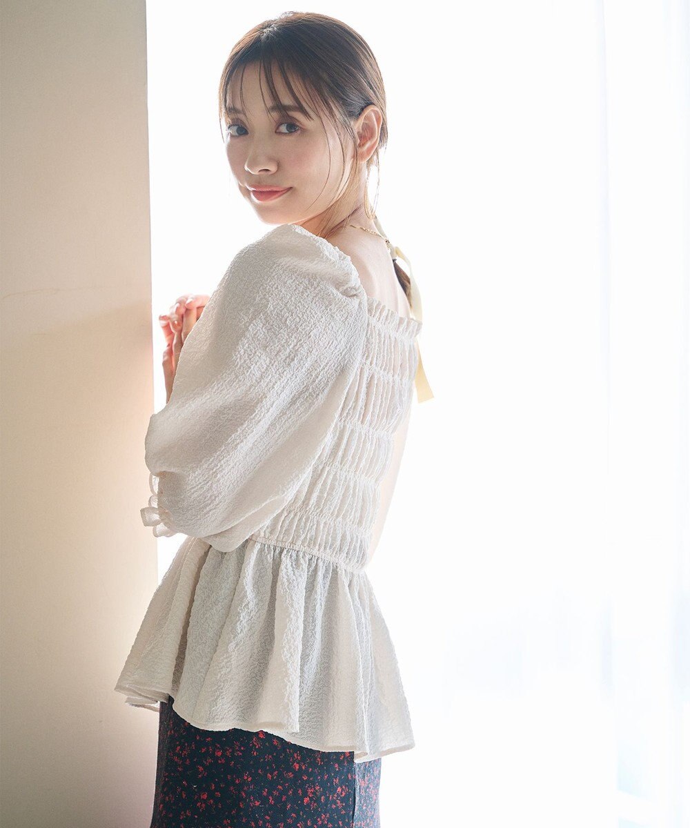 #Newans 2WAYシャーリングペプラムブラウス 