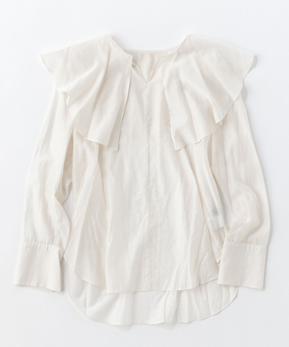 UNFILO イージーケア ラッフルカラー ブラウス 