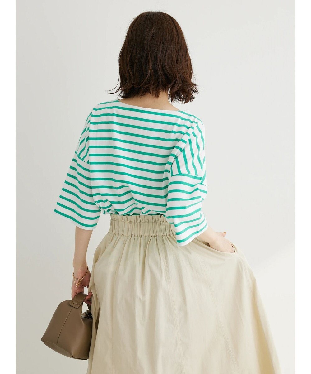 Green Parks ボーダーボートネック７分袖プルオーバー 