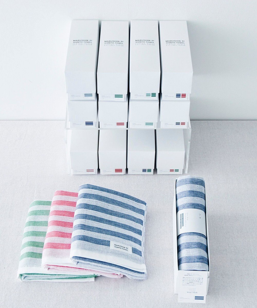 SHINTO TOWEL シマ フェイスタオル ダブル白地 