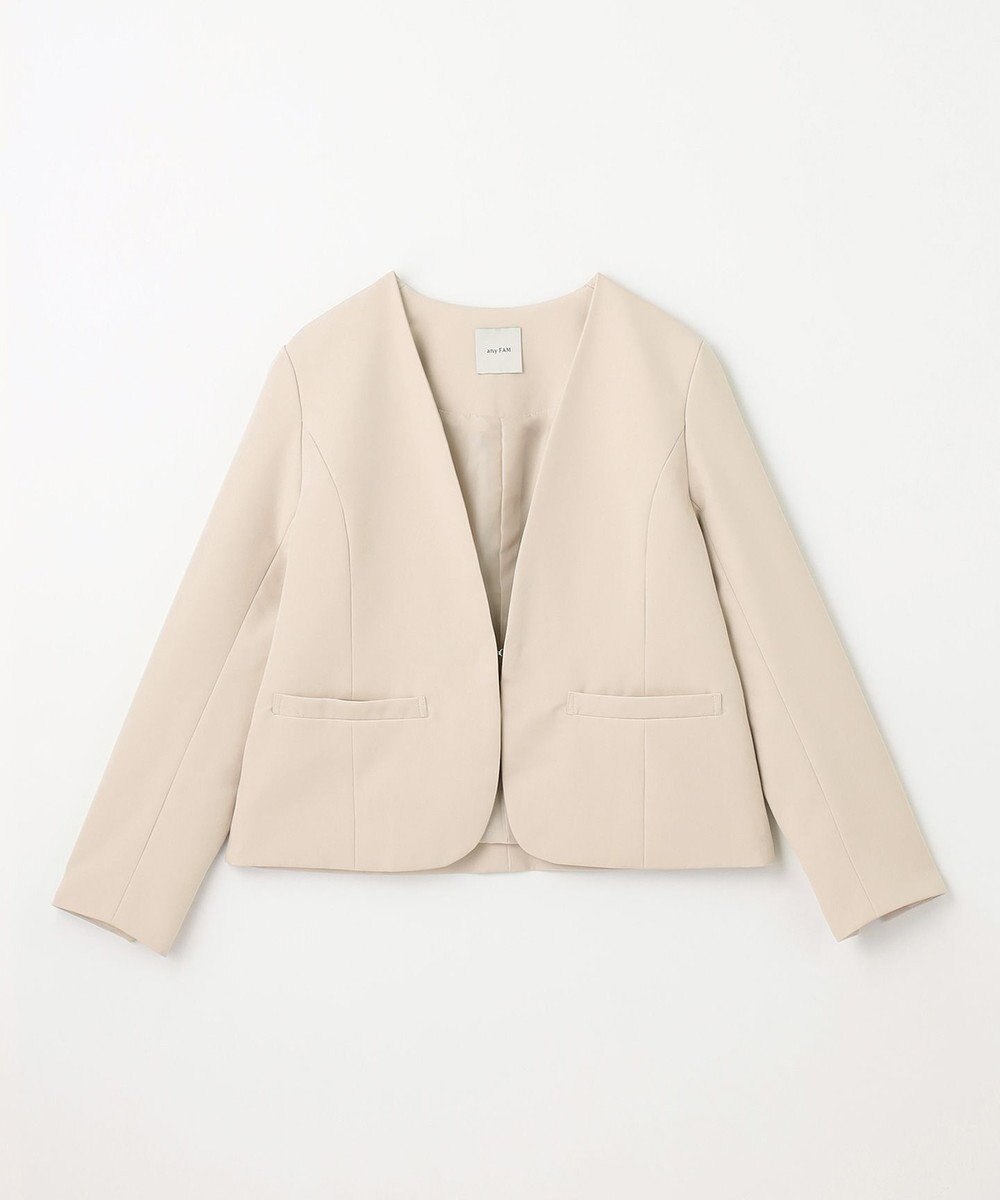 ANY 【WEB限定】ダブルクロスストレッチ Ｖネックノーカラージャケット 