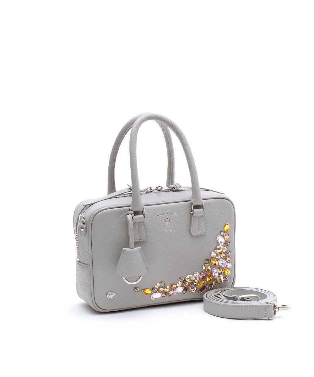 A.D.M.J. スワロフスキー・クリスタル　牛革　ボストンバッグ　23cm 