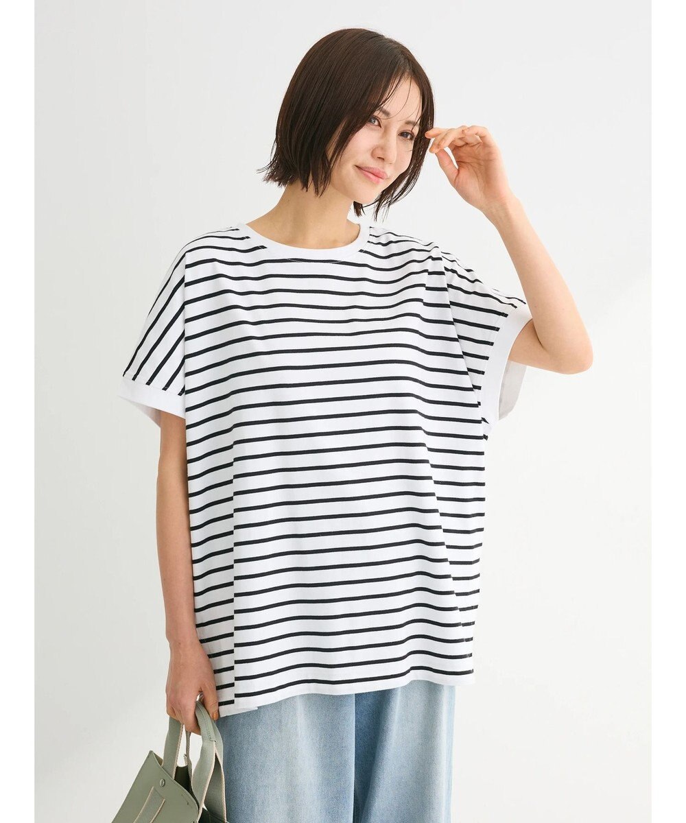 Green Parks インド綿 フレンチスリーブ前後差カットプルオーバー 