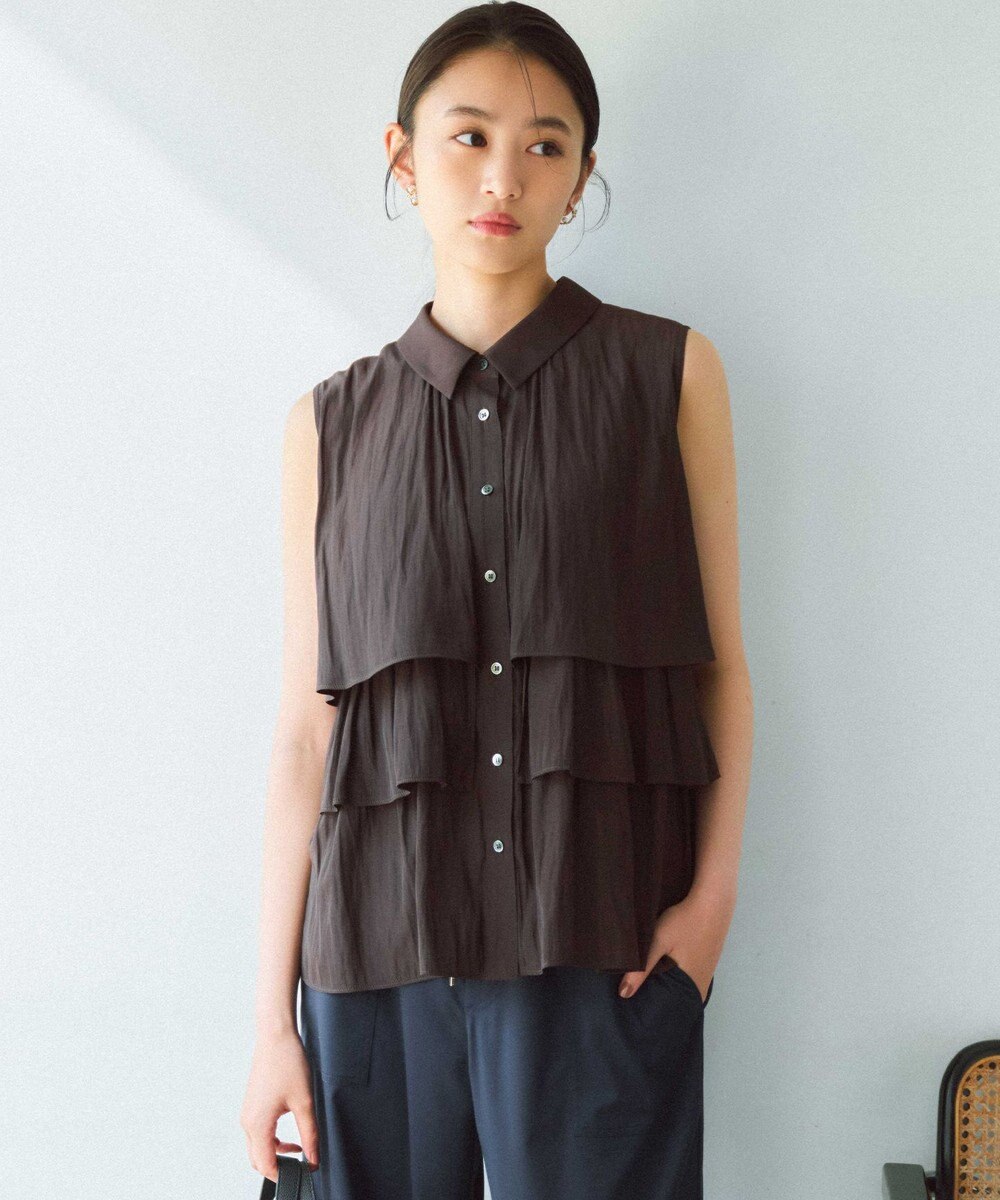 組曲 S 【入江未悠さんコラボ】ギャザーライトデシンティアード ブラウス 