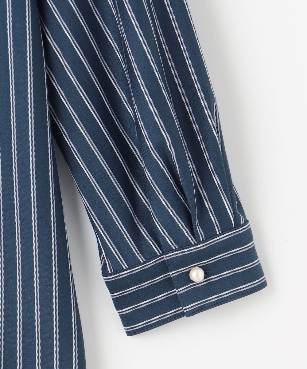 J.PRESS LADIES L ストライプジャージー シャツカラー カットソー 