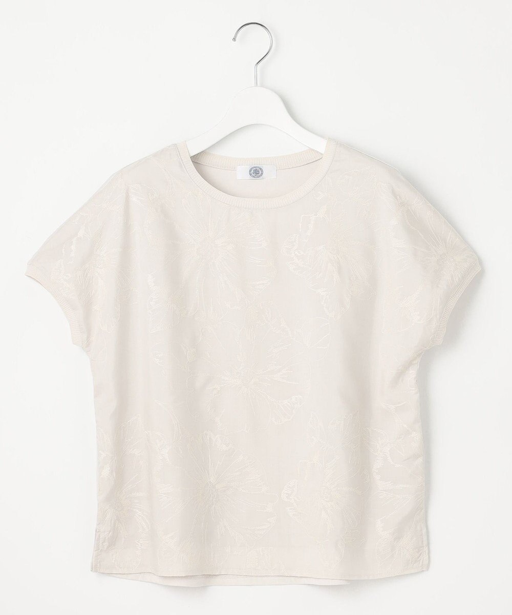 J.PRESS LADIES 【洗える】シアーエンブロイダリー カットソー 