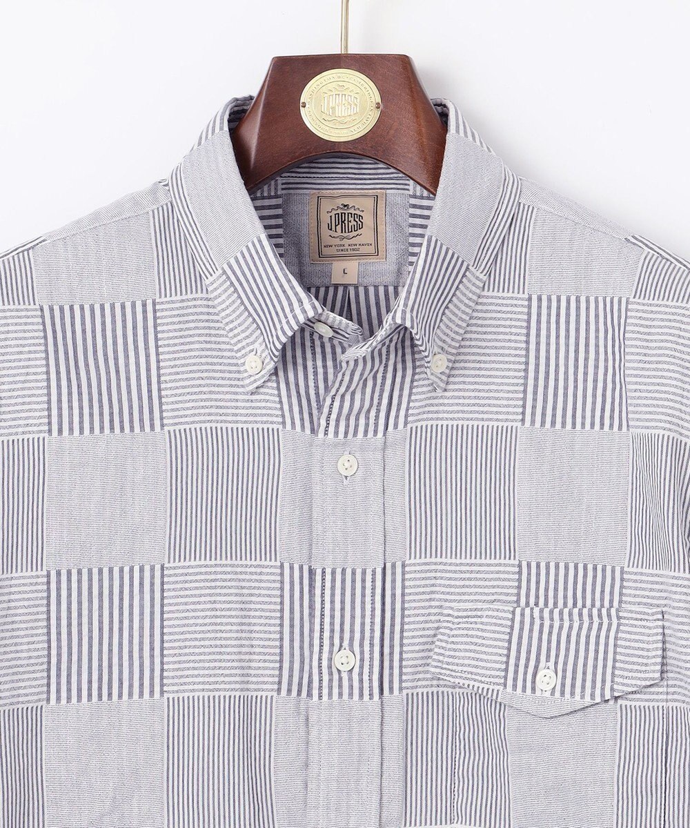 J.PRESS MEN 【クールマックス】サッカーパッチワーク シャツ 