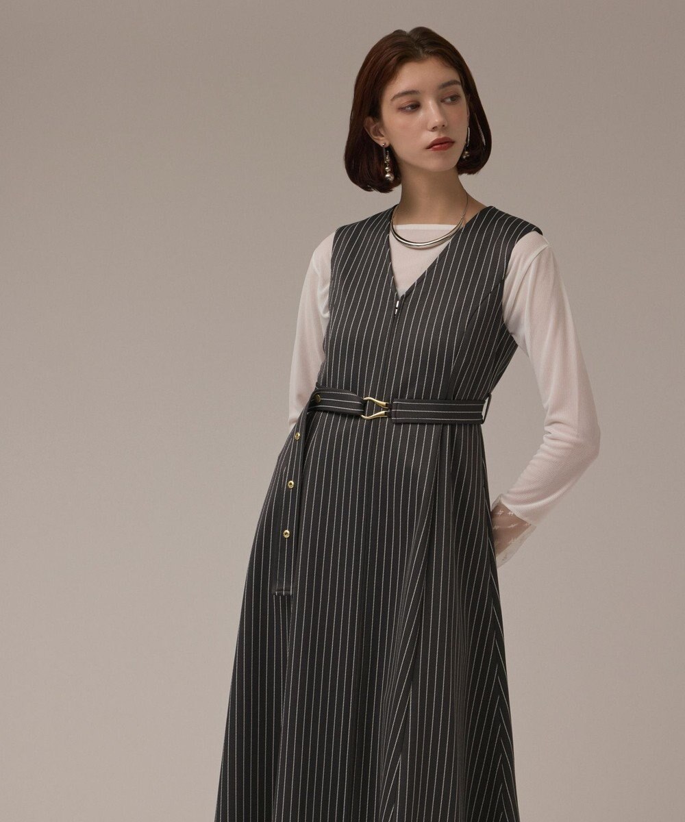 GRACE CONTINENTAL ストライプジャージワンピース 