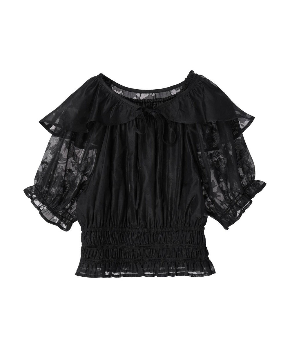 earth music&ecology 衿付きフラワーブラウス 