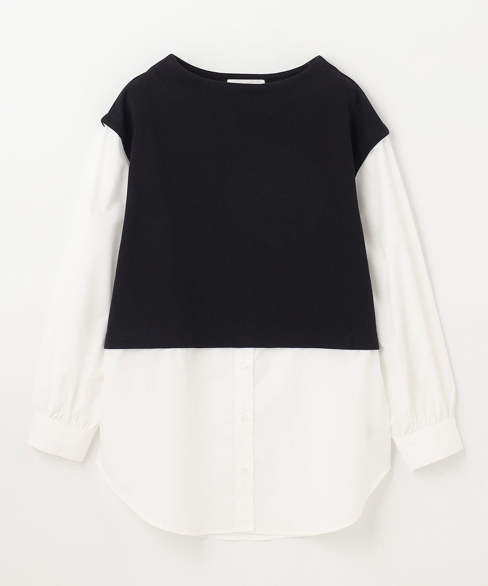 ANY 【洗える】異素材コンビ レイヤードトップス 