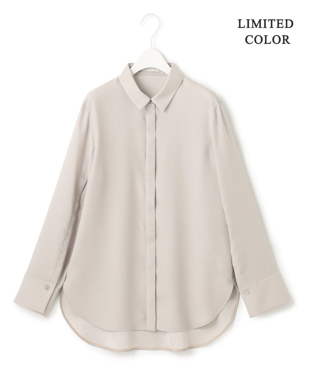 ICB L 【接触冷感・UVケア・速乾・洗える】FluidBackSatin スリットスリーブシャツ 