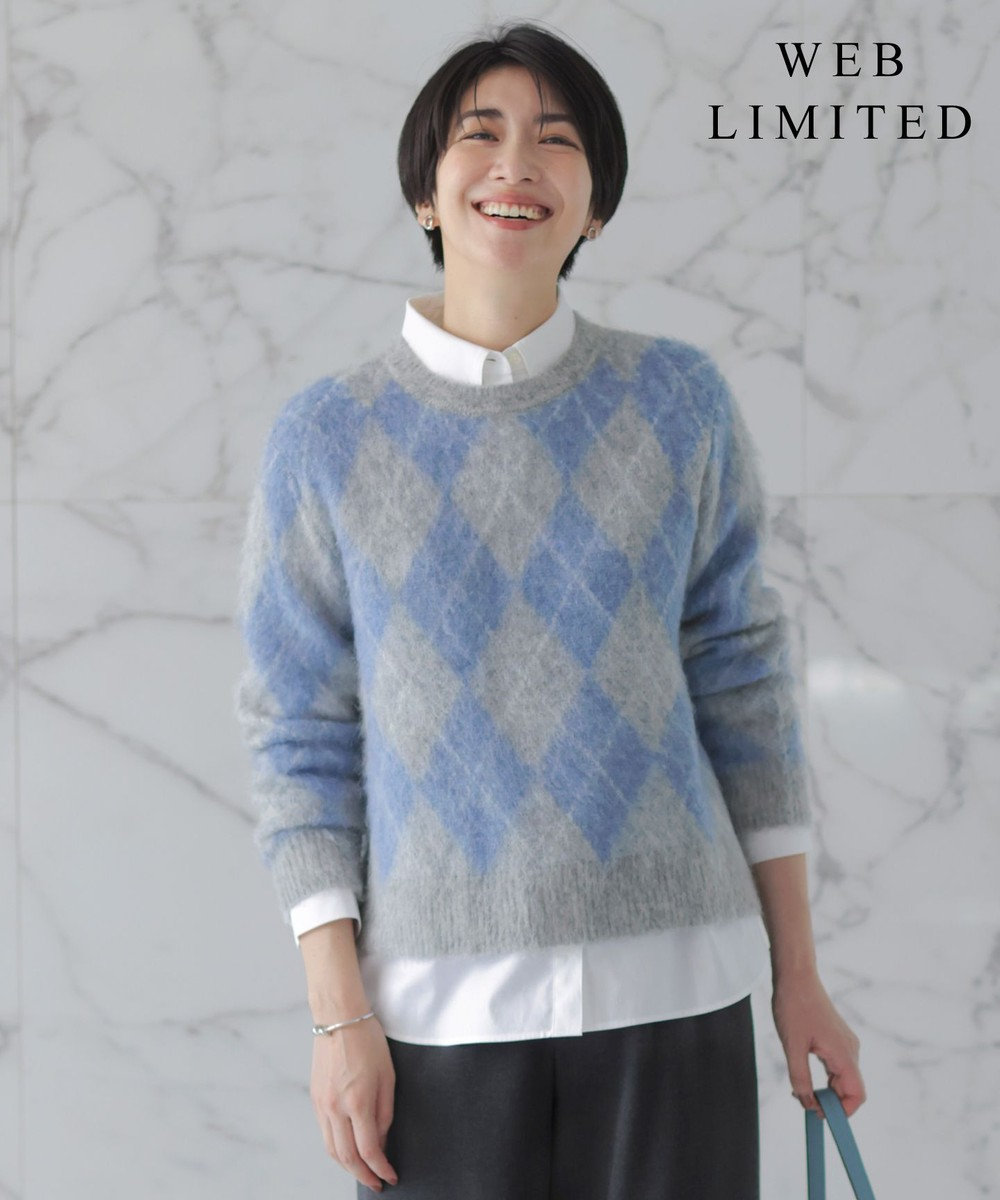 J.PRESS LADIES L 【WEB限定】FLUFFY ARGYLE ニット 【WEB限定】ライトグレー×サックス系5