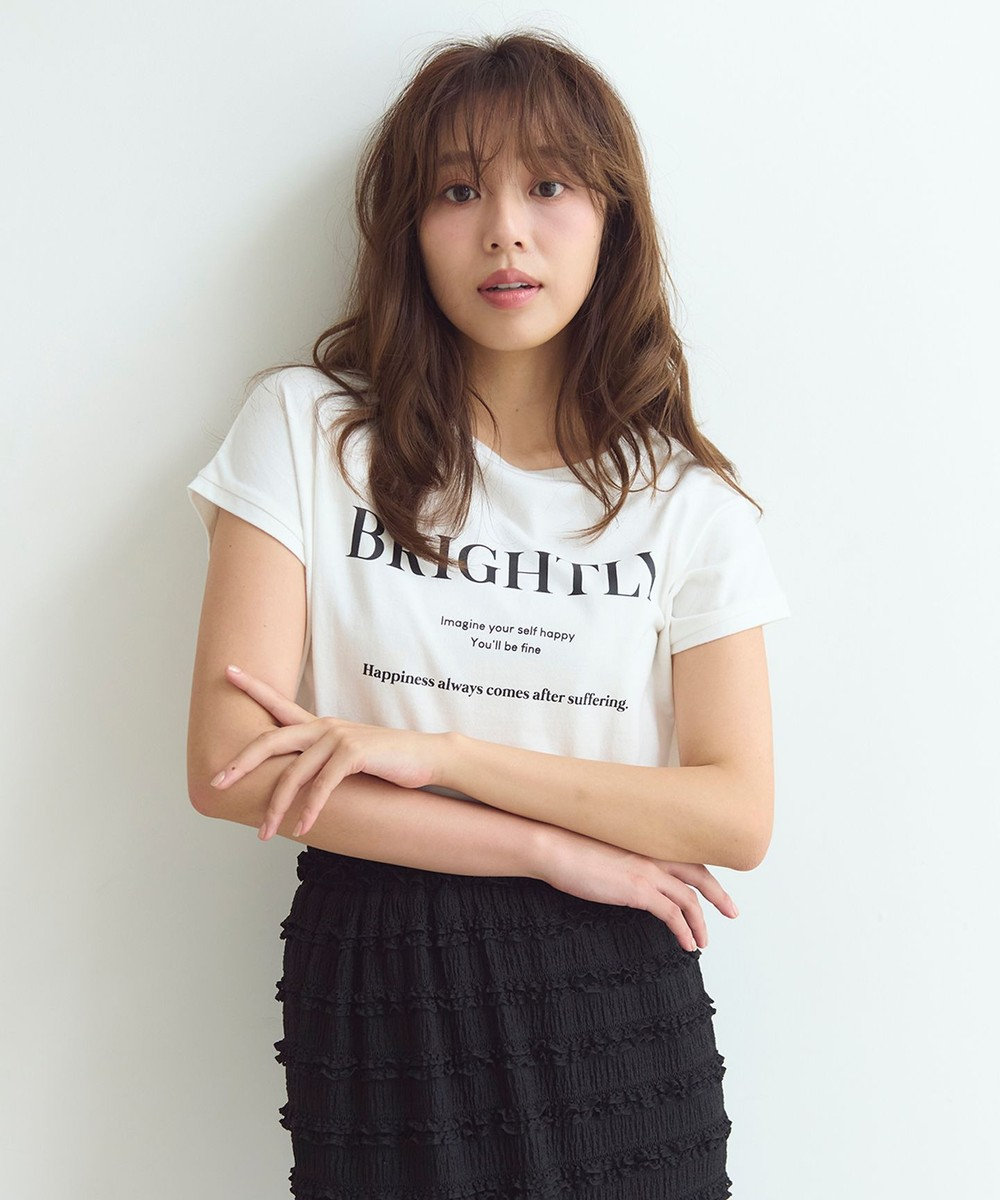 Feroux フレンチスリーブロゴプリント Tシャツ ホワイト系