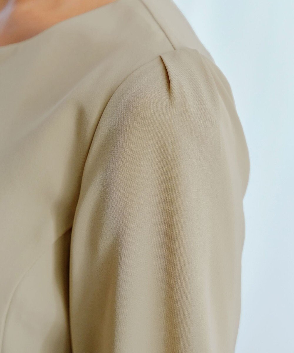 Tiaclasse L 【洗える】パール付きタックスリーブワンピース 