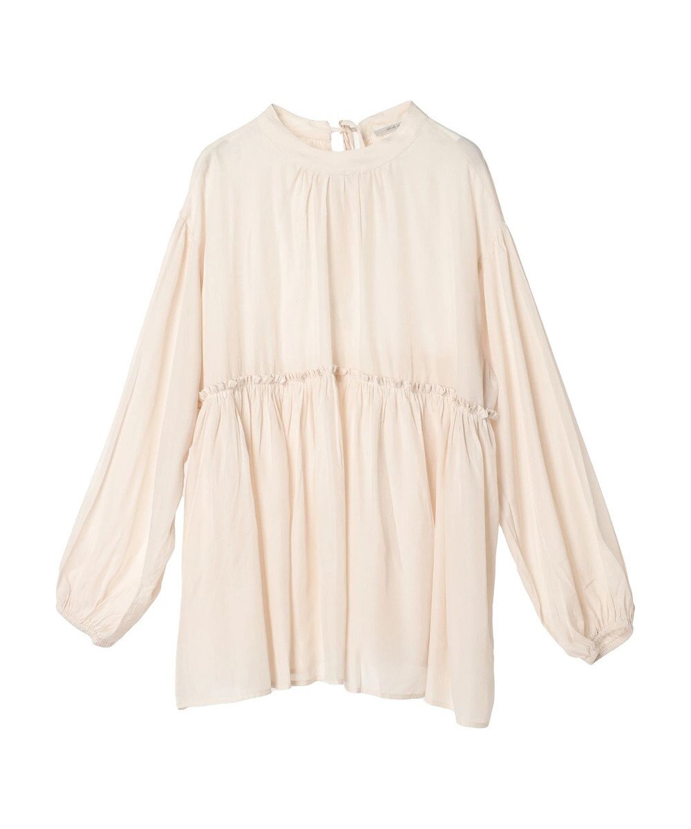 CRAFT STANDARD BOUTIQUE 後リボン切替ギャザーチュニックブラウス 