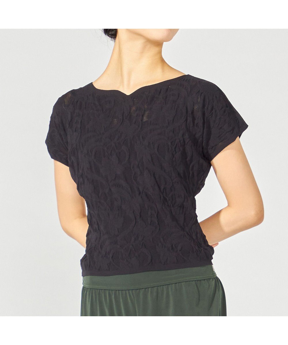 Chacott 【ノーソーイングニット】バレリーナネックコンパクトTシャツ 