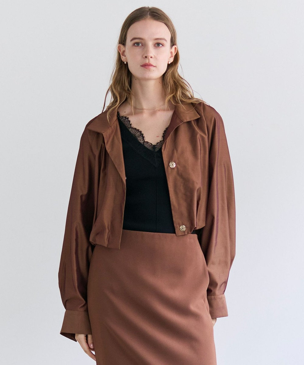 BEIGE， SULFUR / シルク混ショート丈バルーンブルゾン 