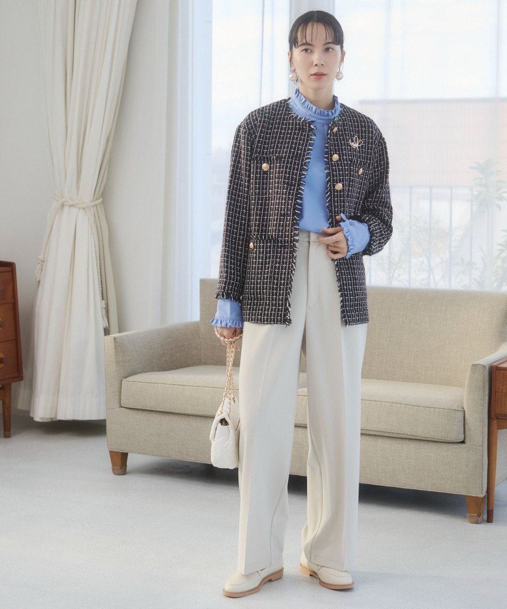 WEGO 【ANGIE VINTAGE/オケージョン対応 / セレモニー対応】ノーカラー ツイードジャケット 