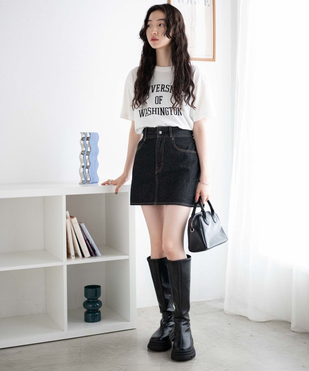 WEGO デニム台形ミニスカート 