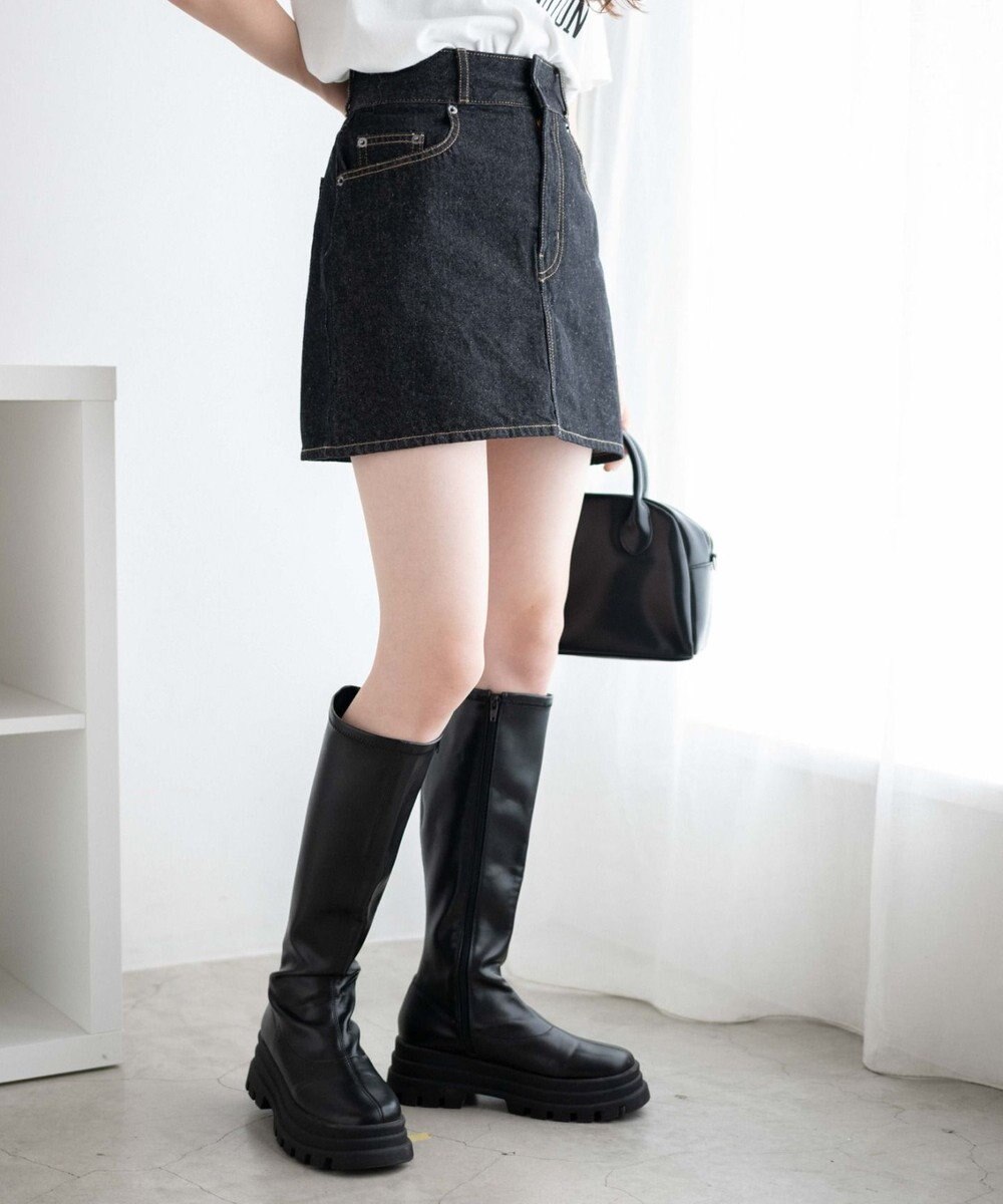 WEGO デニム台形ミニスカート 