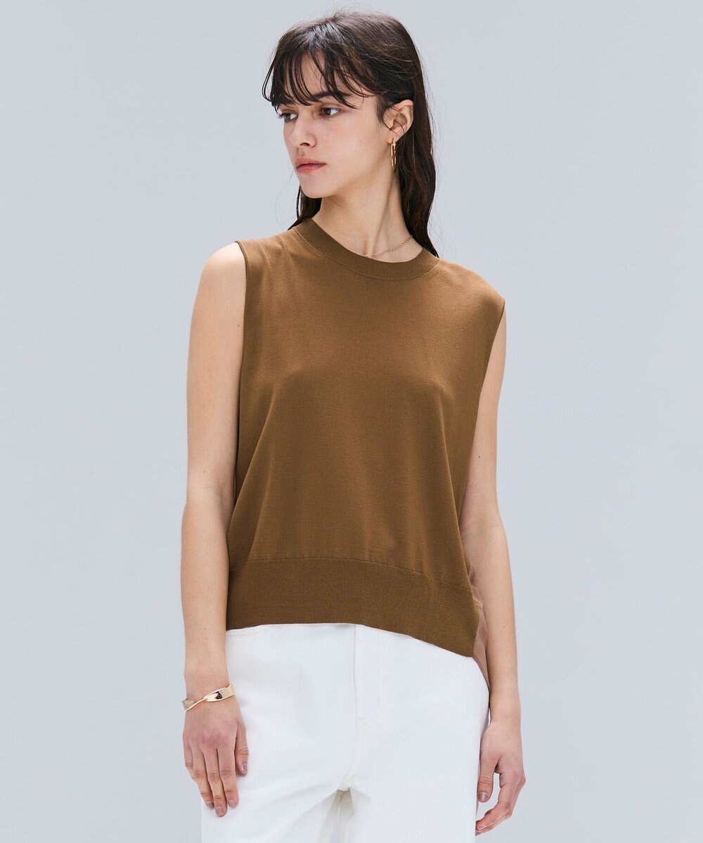 BEIGE， 【洗える】VALOIS / バックシフォンレーヤードニット 