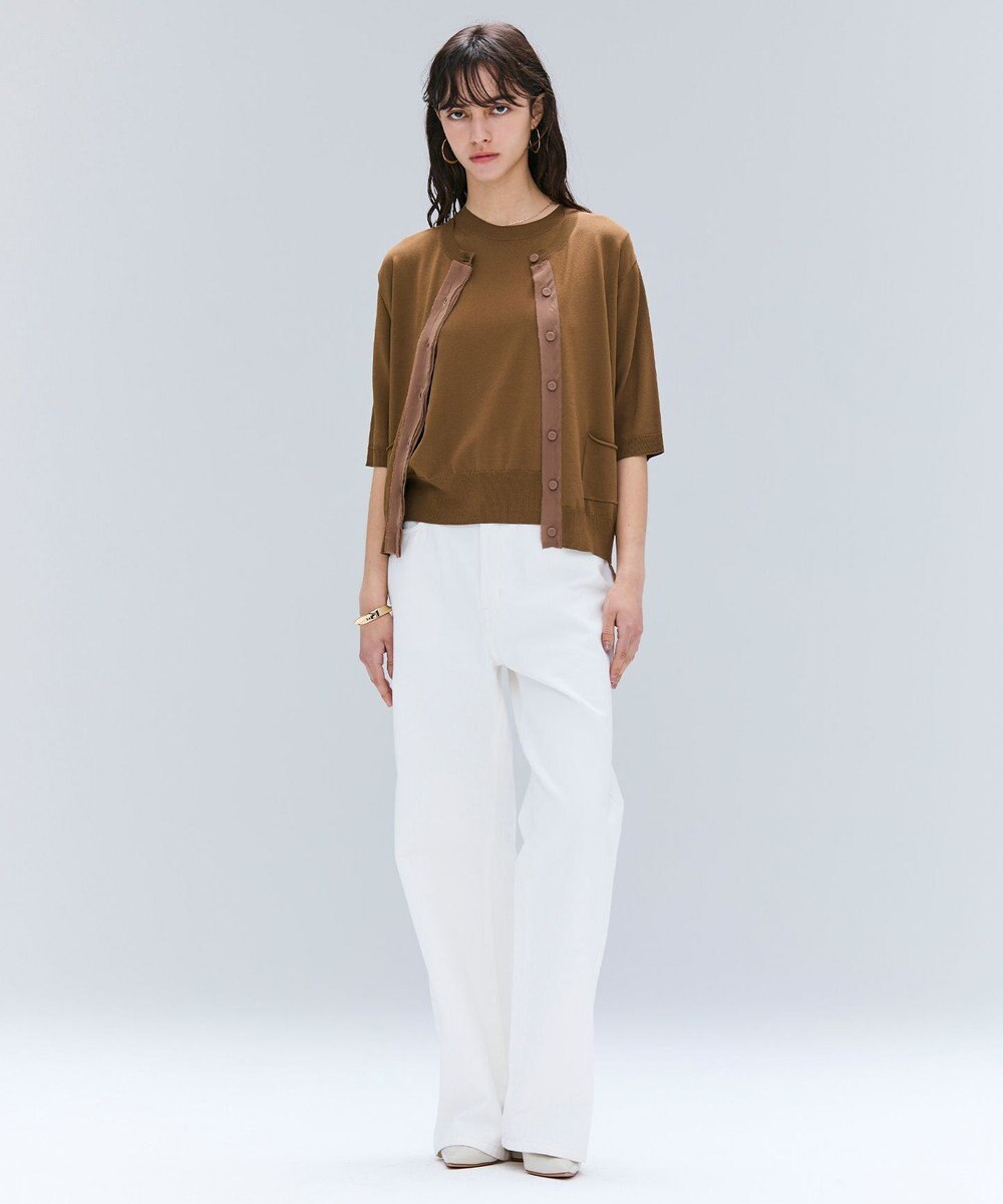 BEIGE， 【洗える】VALOIS / バックシフォンレーヤードニット 