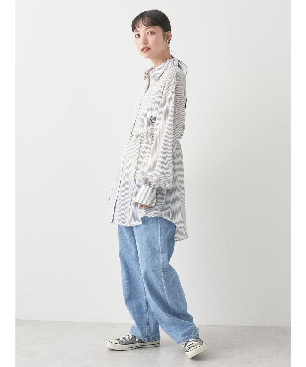 earth music&ecology ワンポイント刺繍ロングシャツ 