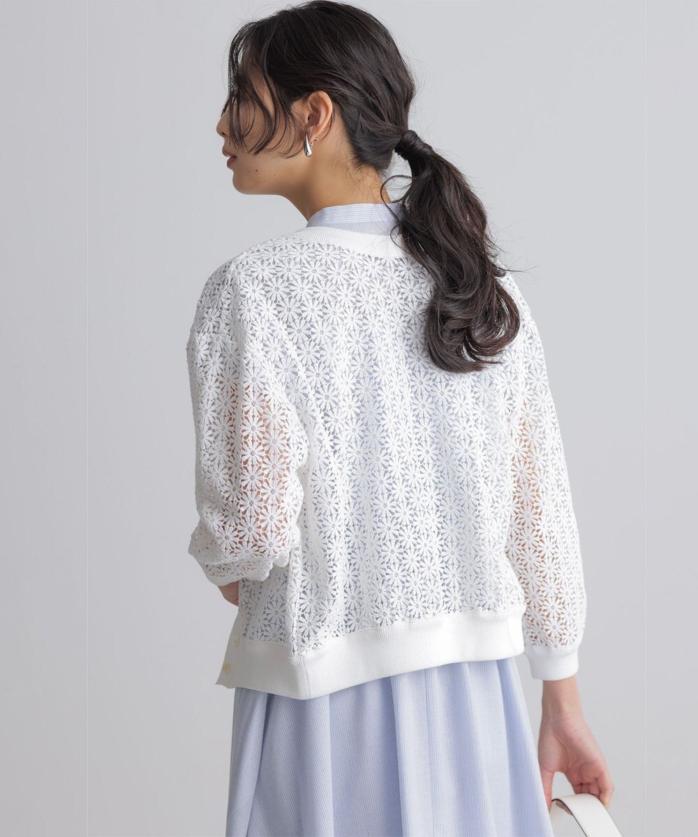 組曲 【先行予約・前後着用可】コットンフラワーレーシー カーディガン 