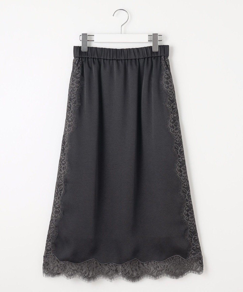 自由区 【洗える】サテンレース スカート 