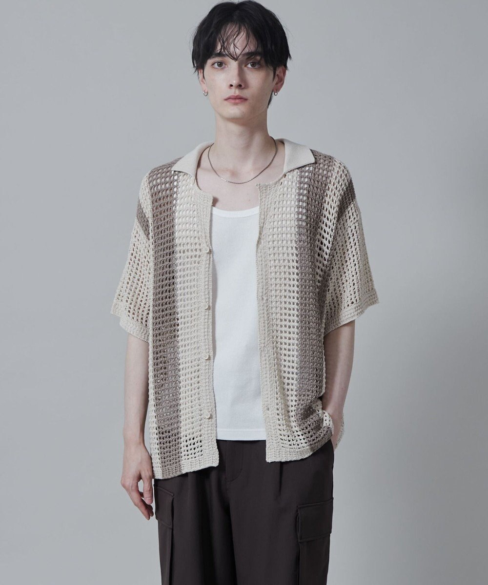 WEGO マルチストライプニットシャツ（S） 