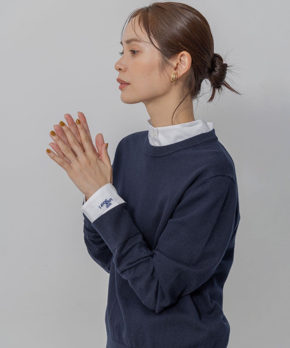 組曲 S 【加藤ローサさん着用】コットンカシミヤMIX刺繍入りニット 