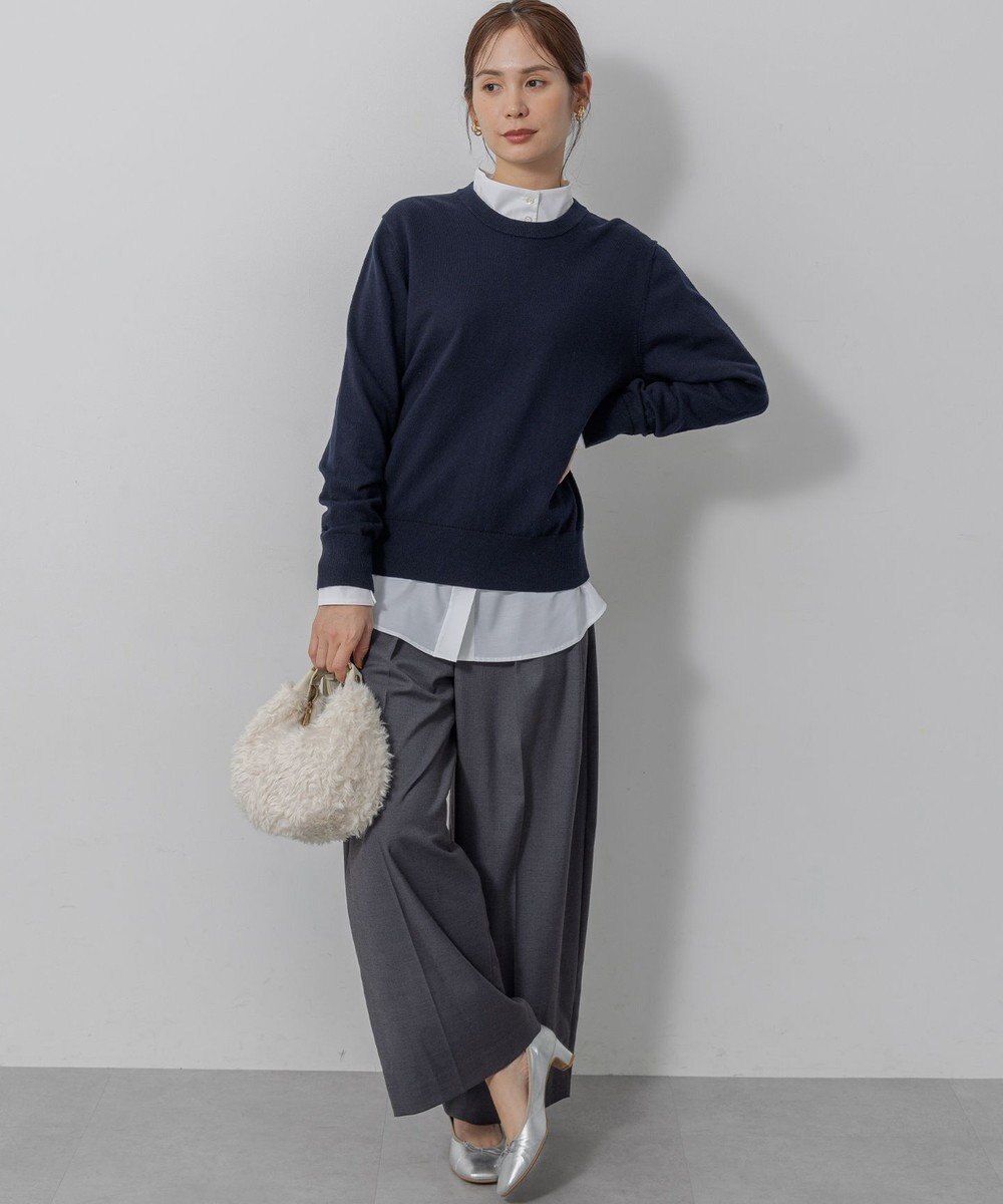 組曲 S 【加藤ローサさん着用】コットンカシミヤMIX刺繍入りニット 